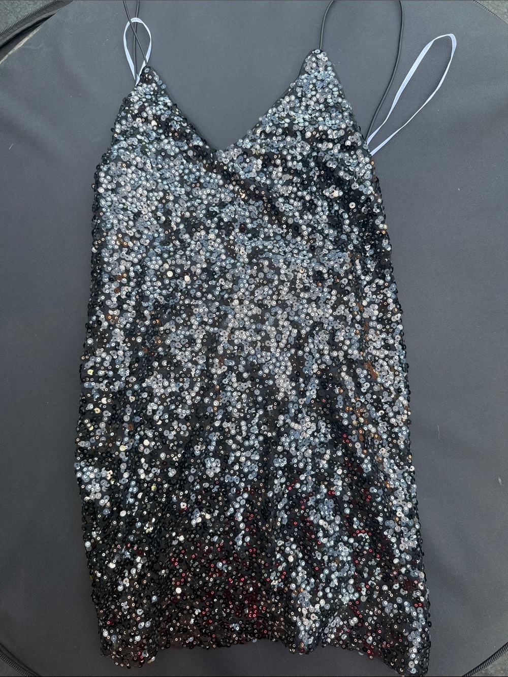 Lulu's Black Silver Sequin Mini Slip Dress